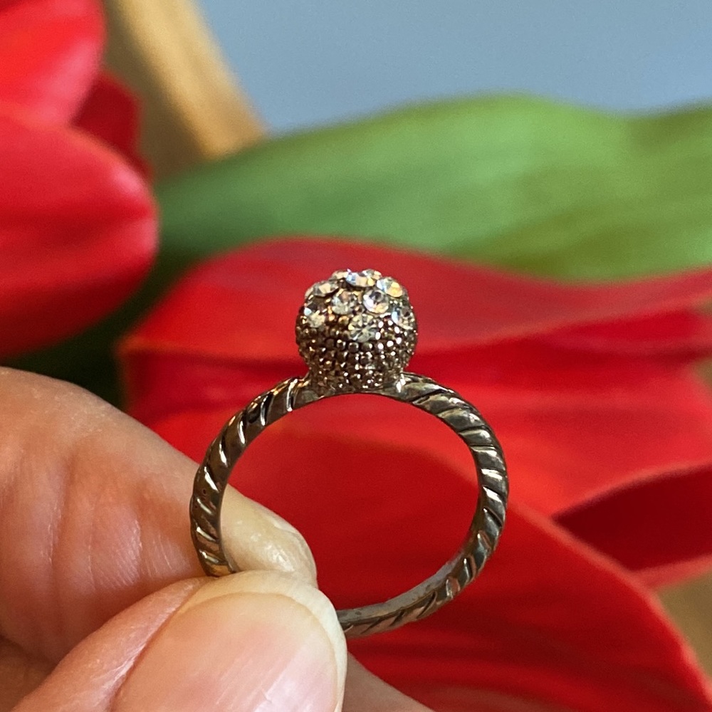 Vintage Cluster Antique Silver Tone Ring (6)